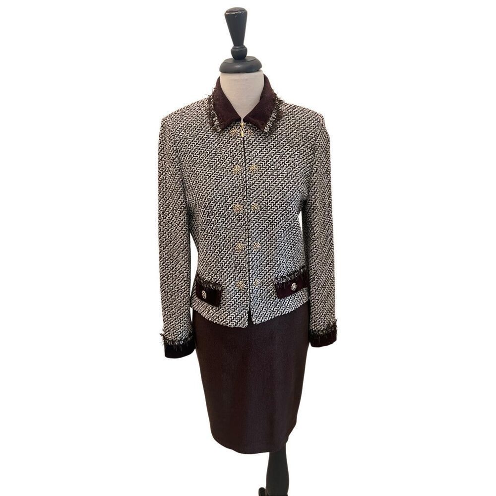 St. John Collection Women's Santana Knit Blazer & Skirt Has Flaws 2-Piece Set Br